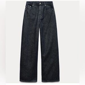NWT Zara The Mid Rise Loose Fit Wide Leg Jeans in Deep Indigo. Size 2